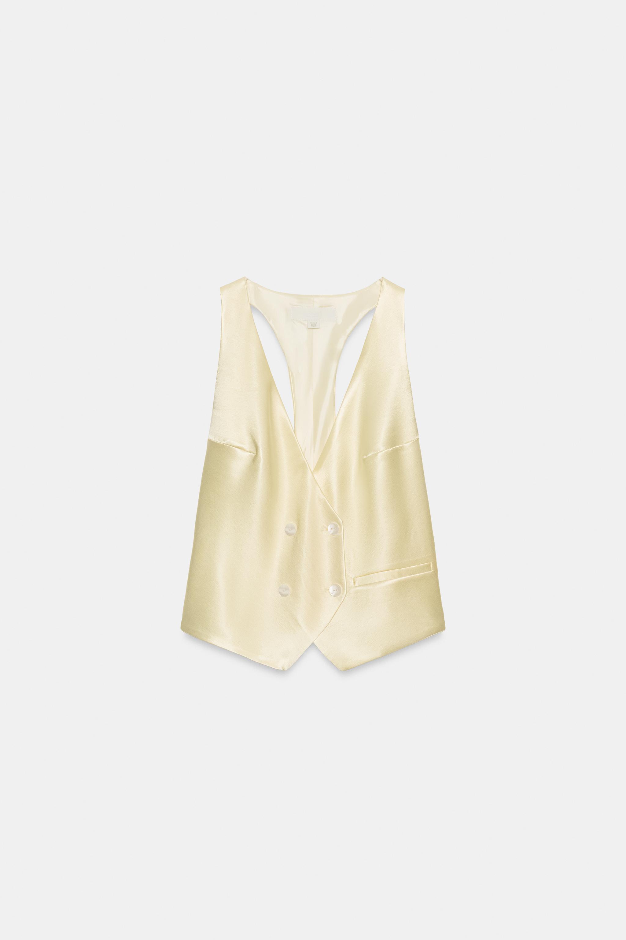 GILET SATINÉ À DEUX RANGÉES DE BOUTONS